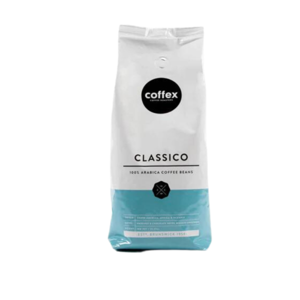 Coffex Classico beans. A 1Kg bag with coffe beans
