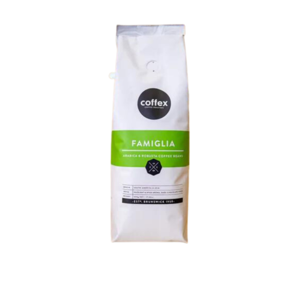 Coffex - Famiglia beans. 500g bag of coffee beans.