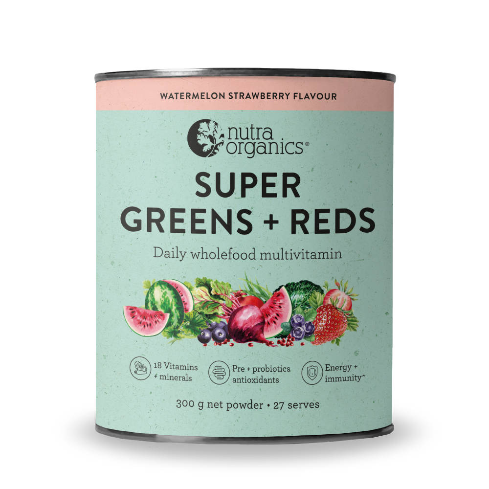 Nutra Organics Super Greens + Reds Watermelon Strawberry Flavour
