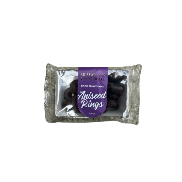 Dark chocolate aniseed rings