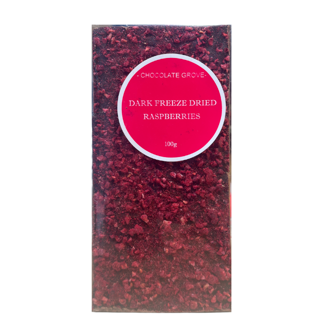 Dark chocolate freeze dried raspberries bar